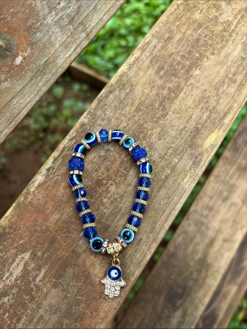 Blue Hamsa & Evil Eye Beaded Bracelet - Women's Jewelry